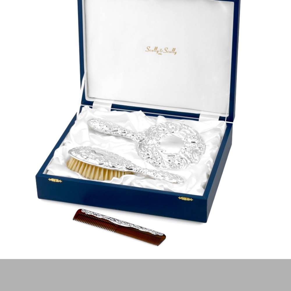 Silver hairbrush set new without tags